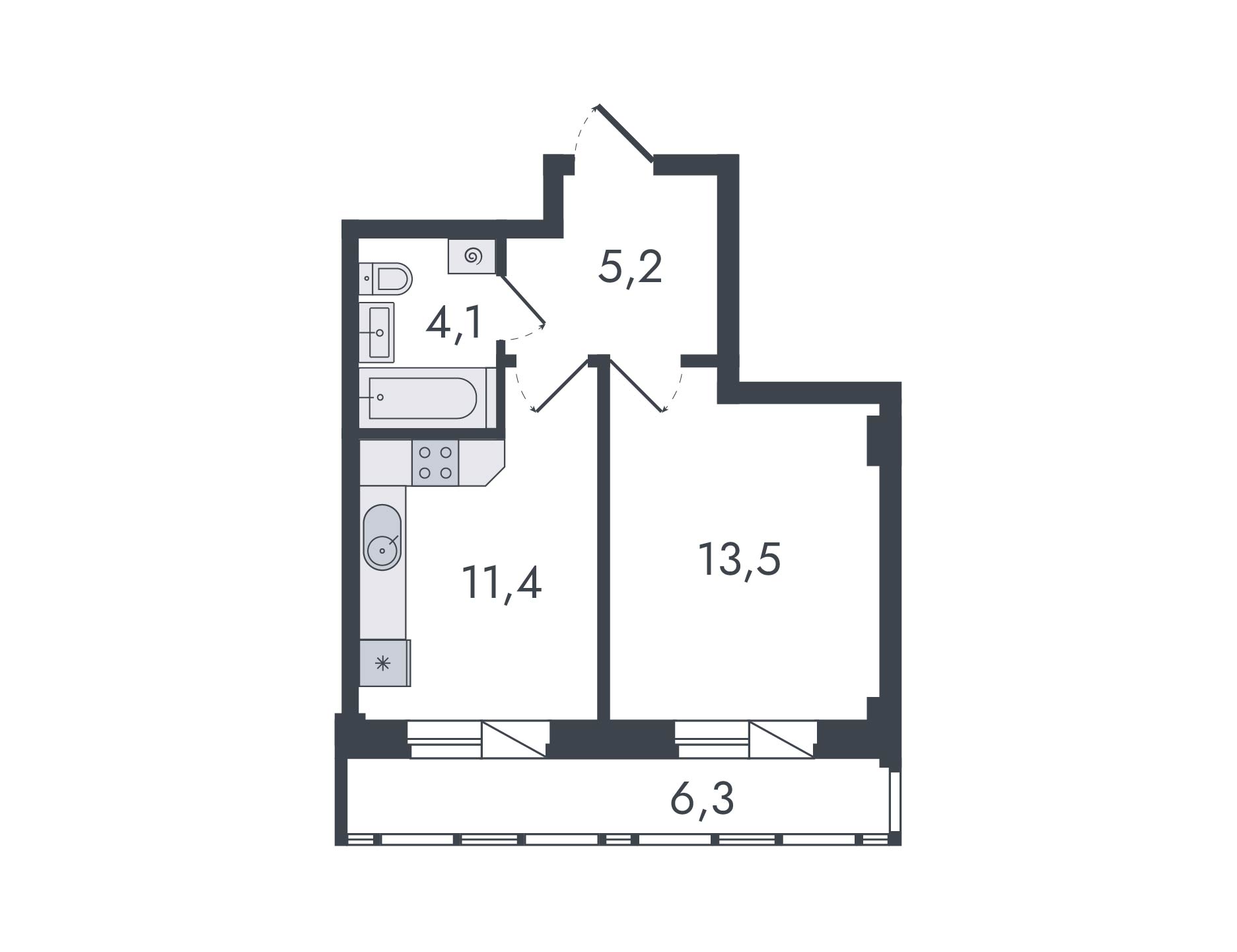 планировка квартиры 41 м2